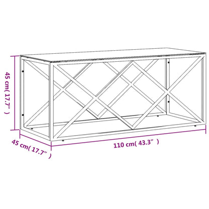 Mesa de centro 110x45x45 cm acero inoxidable y cristal