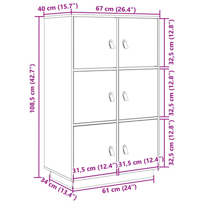 Highboard 67x40x108,5 cm Massivholz Kiefer