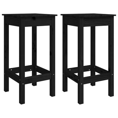 Chaises de bar 2 pcs Noir 40x40x78 cm bois de pin massif