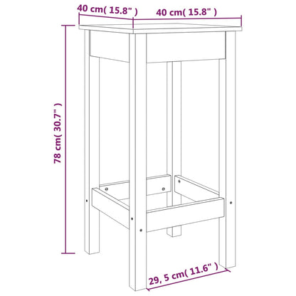 Chaises de bar 2 pcs Noir 40x40x78 cm bois de pin massif