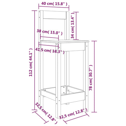 Barstühle 2 Stk. Schwarz 40x41,5x112 cm Massivholz Kiefer