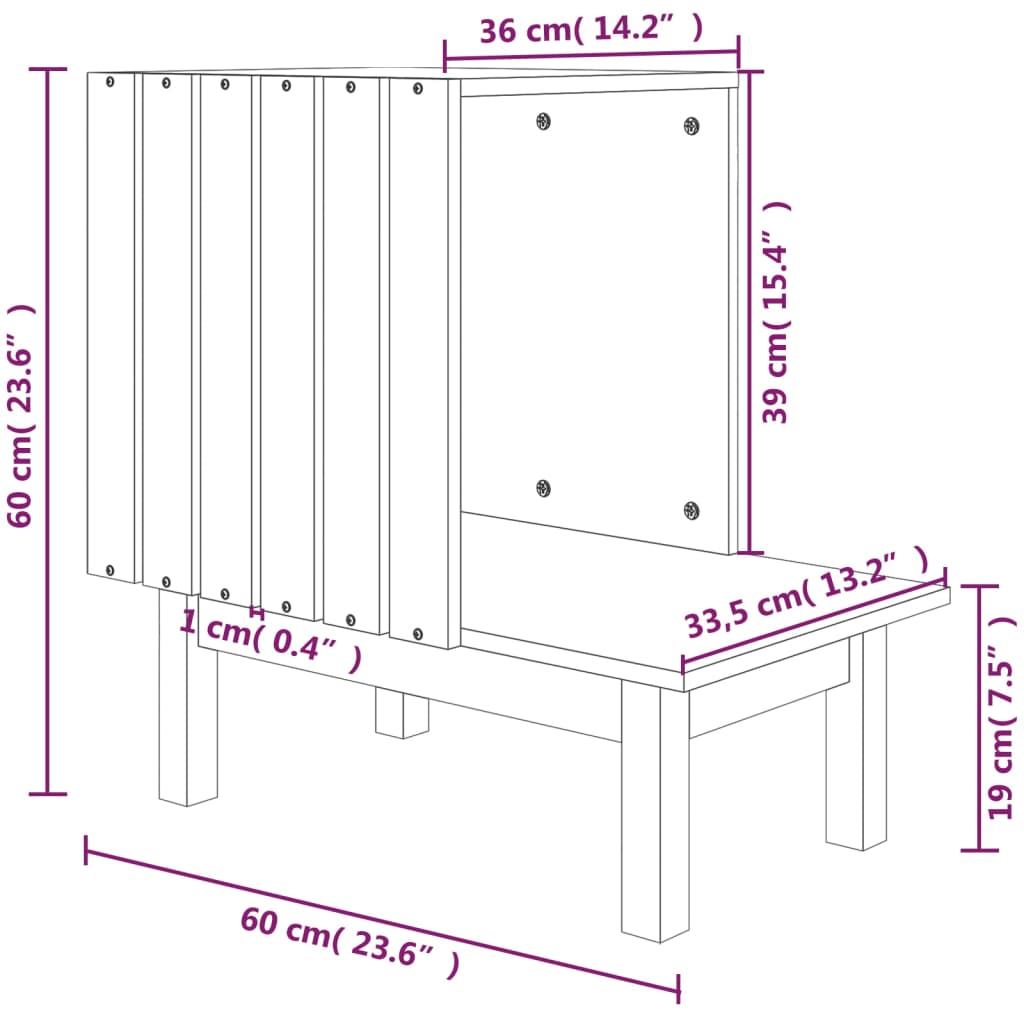 Maison pour chat 60x36x60 cm bois de pin massif