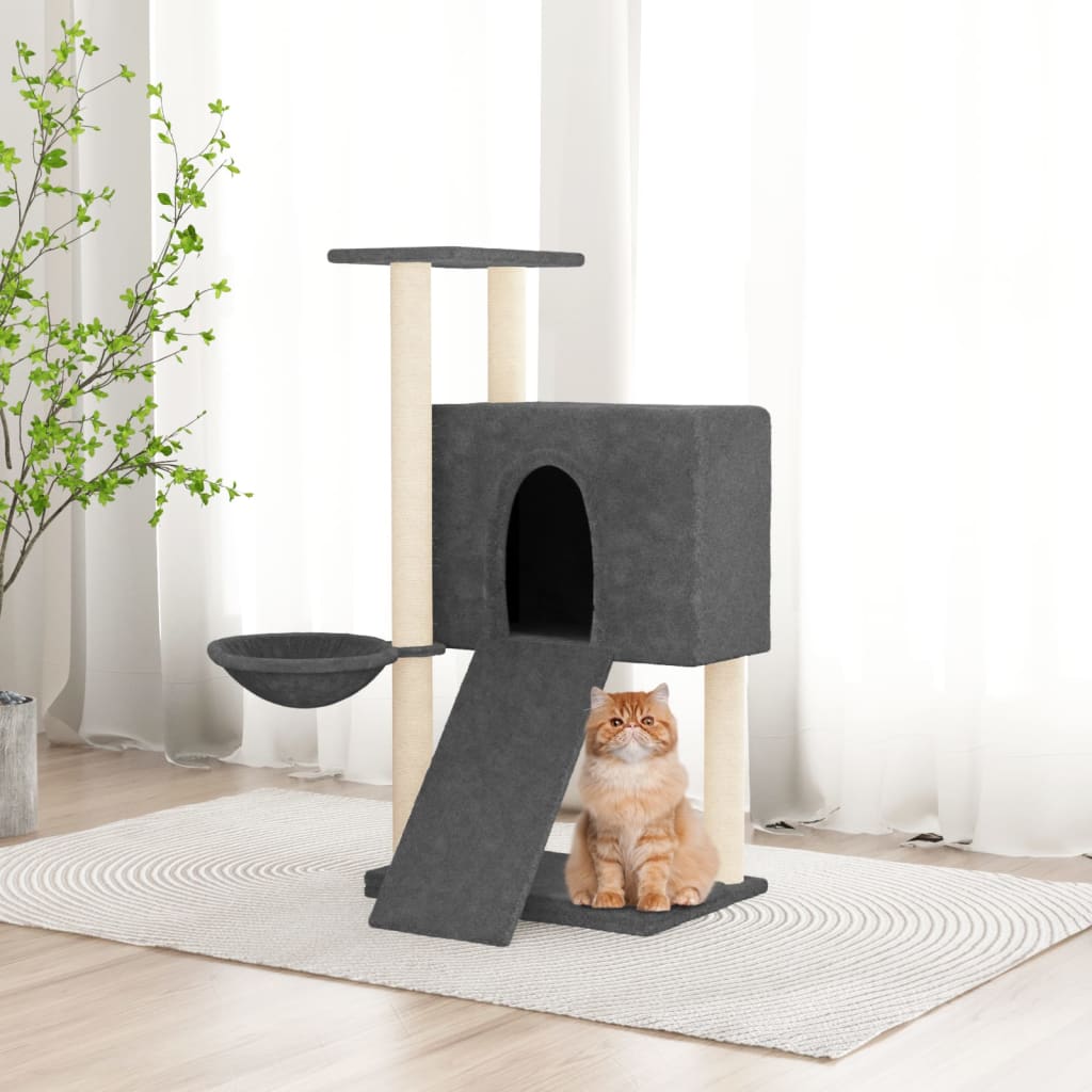 Arbre à chat avec griffoir en sisal gris foncé 96 cm