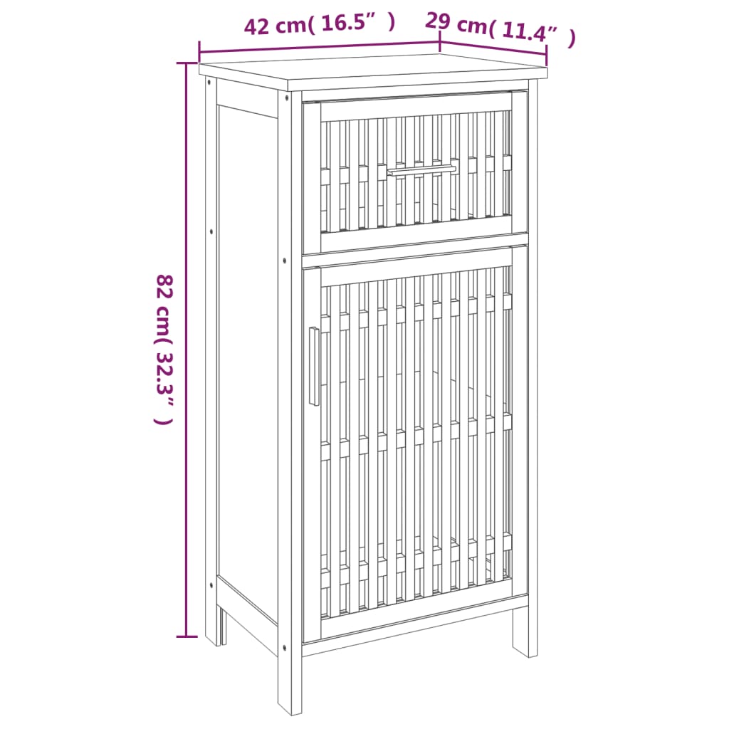 Meuble de salle de bain 42x29x82 cm en bois de noyer massif