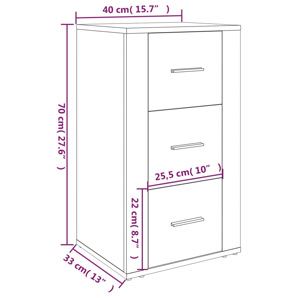 Aparador blanco brillante 40x33x70 cm de madera