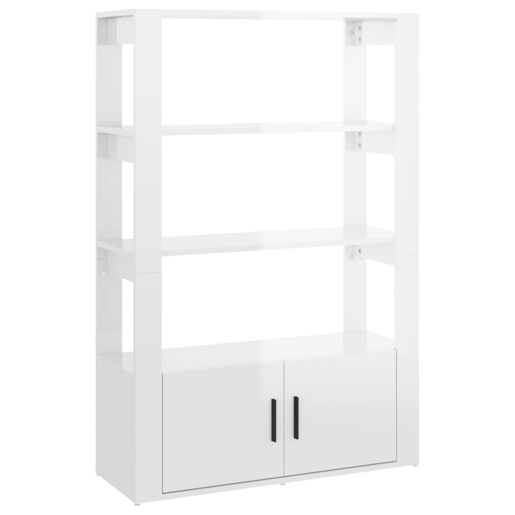 Buffet blanc brillant 80x30x119,5 cm en bois