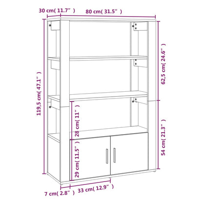 Buffet blanc brillant 80x30x119,5 cm en bois