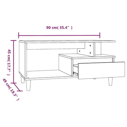 Mesa de centro de madera blanca brillante 90x49x45 cm