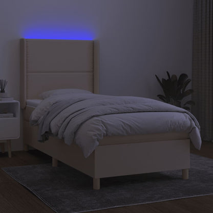 Boxspringbett mit Matratze & LED Creme 100x200 cm Stoff