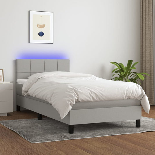 Boxspringbett mit Matratze & LED Hellgrau 80x200 cm Stoff