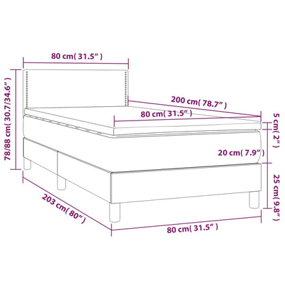 Boxspringbett mit Matratze & LED Weiß 80x200 cm Kunstleder