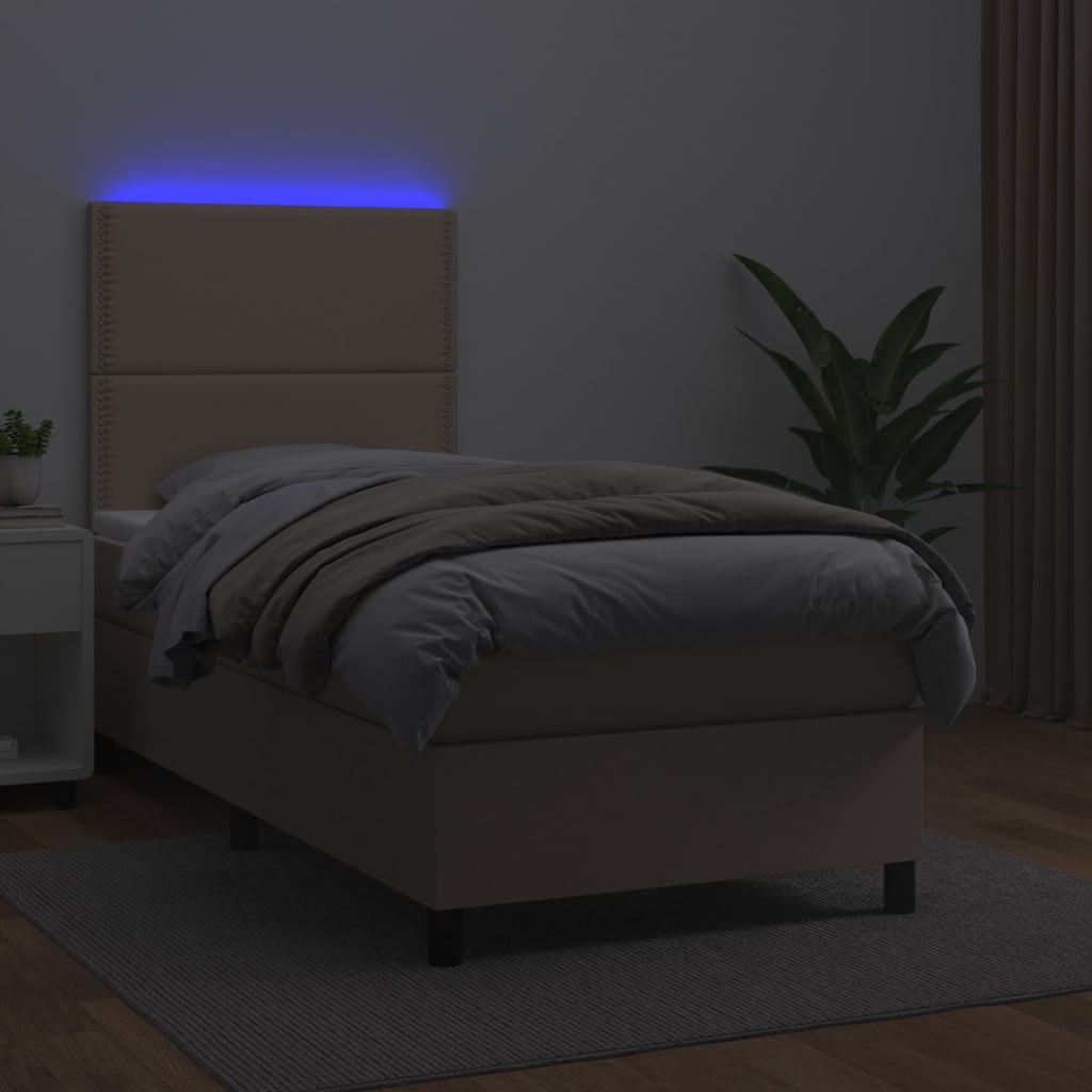 Boxspringbett mit Matratze & LED Cappuccino-Braun 80x200cm