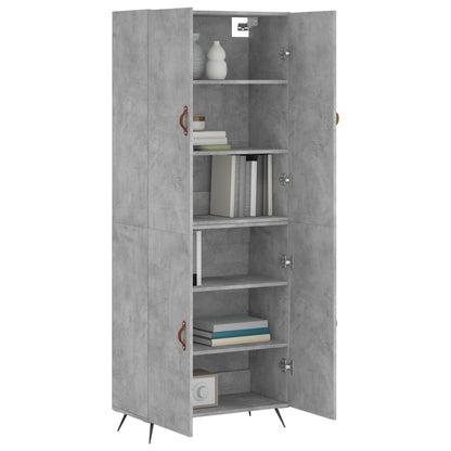 Buffet haut gris béton 69,5x34x180 cm en bois