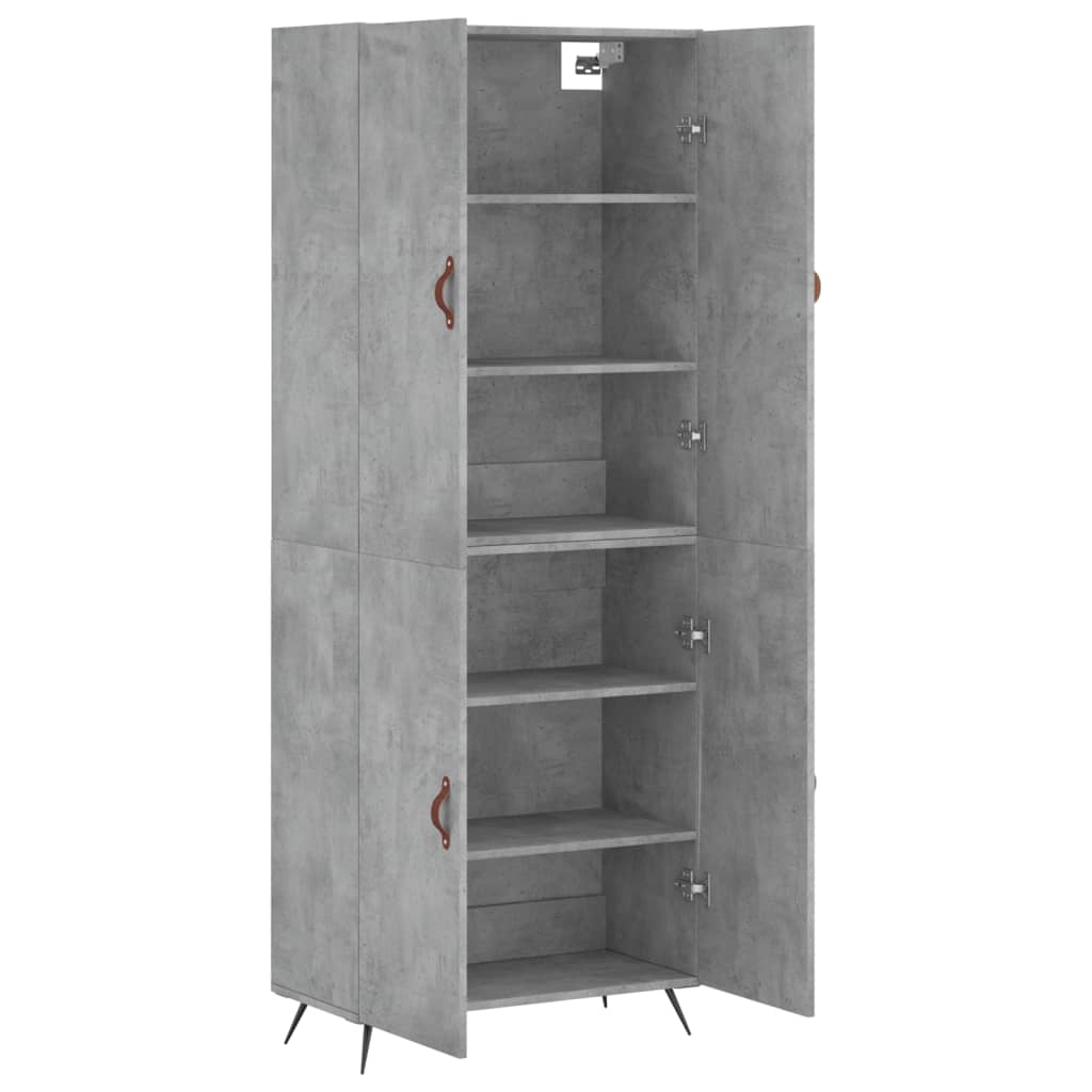 Buffet haut gris béton 69,5x34x180 cm en bois