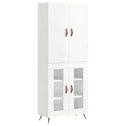 Buffet haut blanc brillant 69,5x34x180 cm en bois