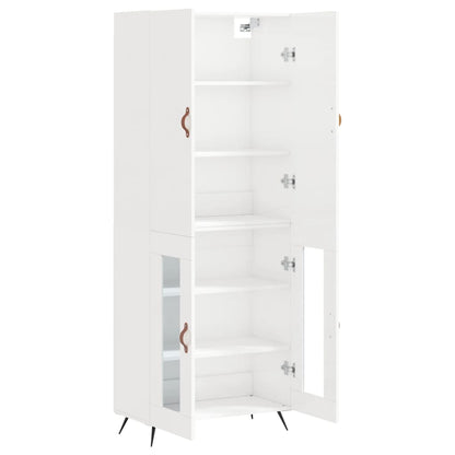 Buffet haut blanc brillant 69,5x34x180 cm en bois