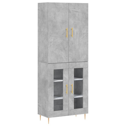 Buffet haut gris béton 69,5x34x180 cm en bois