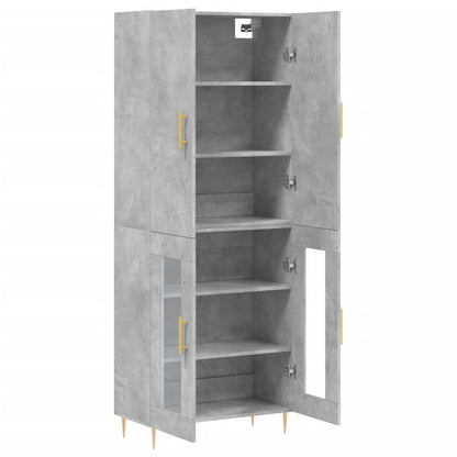 Buffet haut gris béton 69,5x34x180 cm en bois