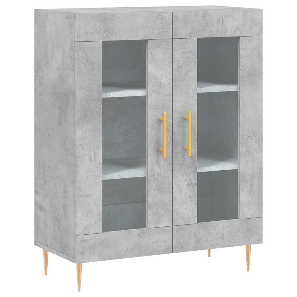 Buffet haut gris béton 69,5x34x180 cm en bois