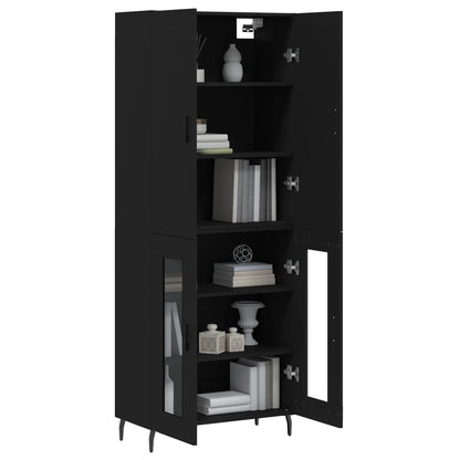 Buffet haut noir 69,5x34x180 cm en bois