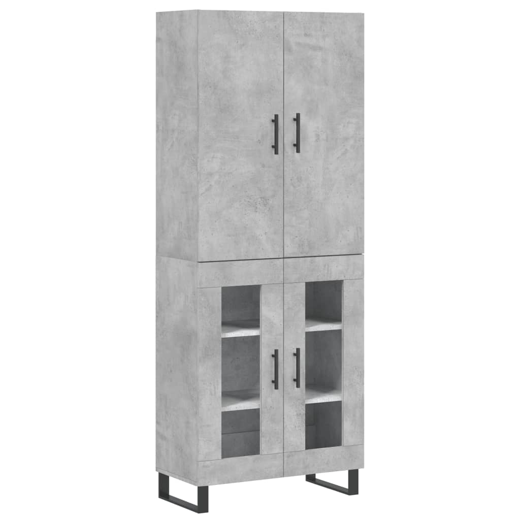 Buffet haut gris béton 69,5x34x180 cm en bois