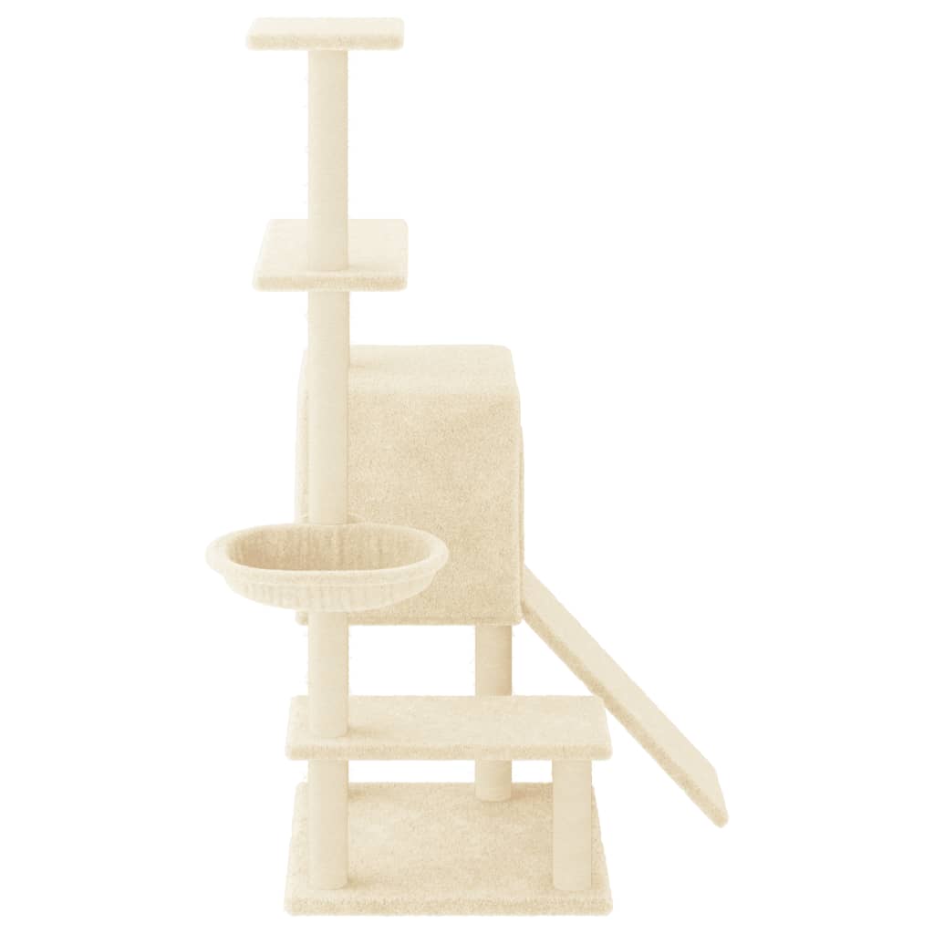 Arbre à chat avec griffoir en sisal crème 130,5 cm