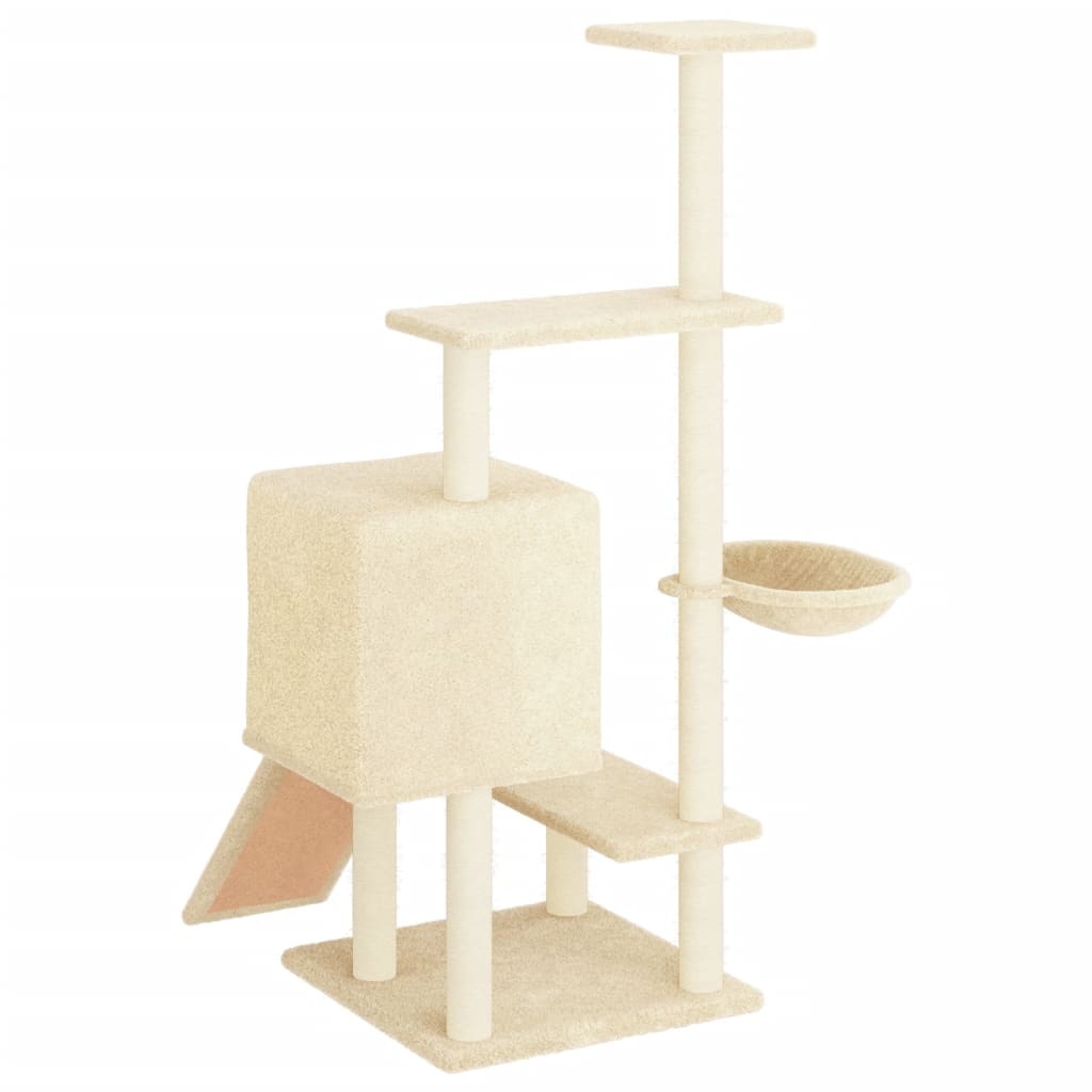 Arbre à chat avec griffoir en sisal crème 130,5 cm