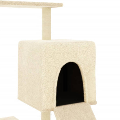 Arbre à chat avec griffoir en sisal crème 130,5 cm