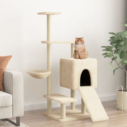 Arbre à chat avec griffoir en sisal crème 130,5 cm