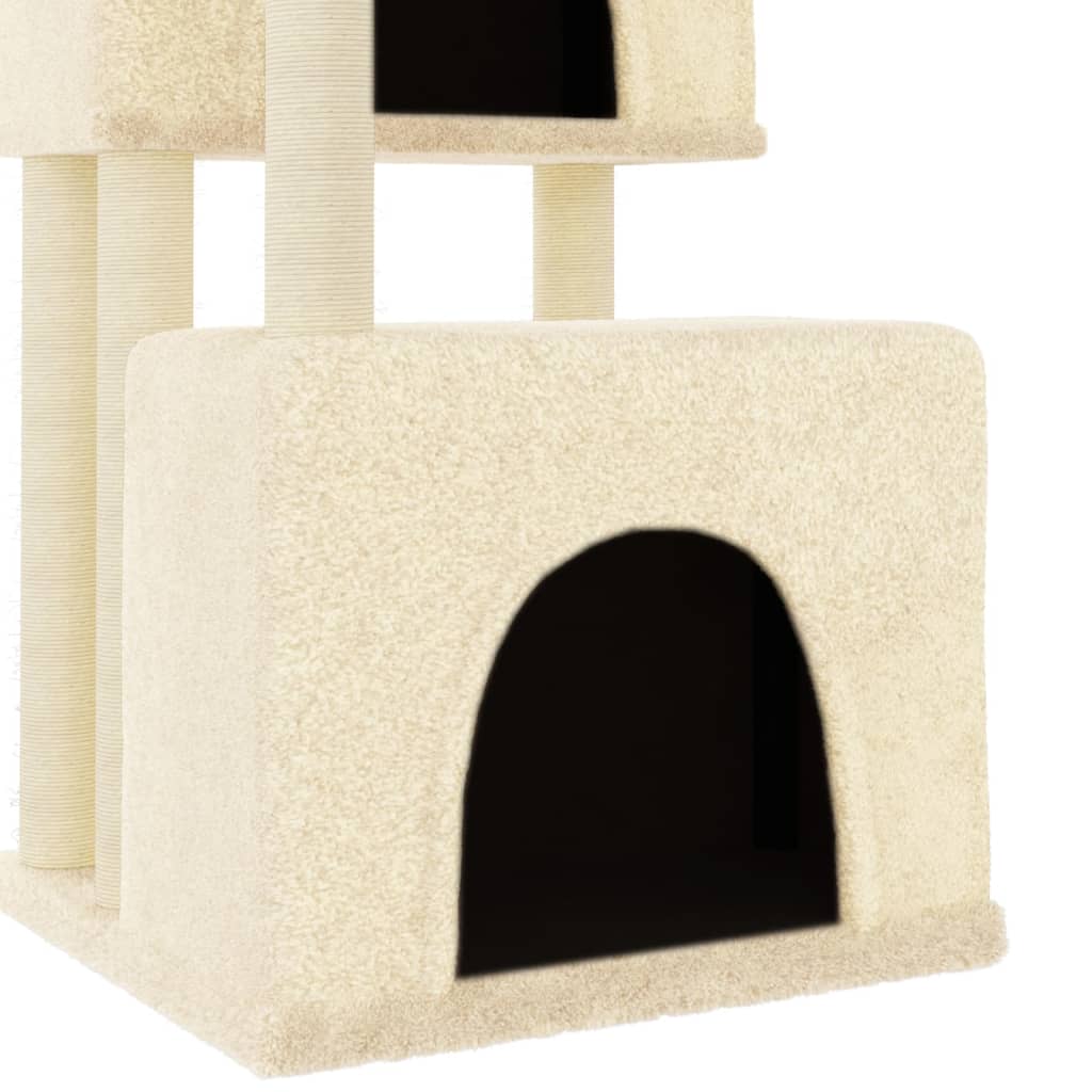 Arbre à chat avec griffoir en sisal crème 122 cm