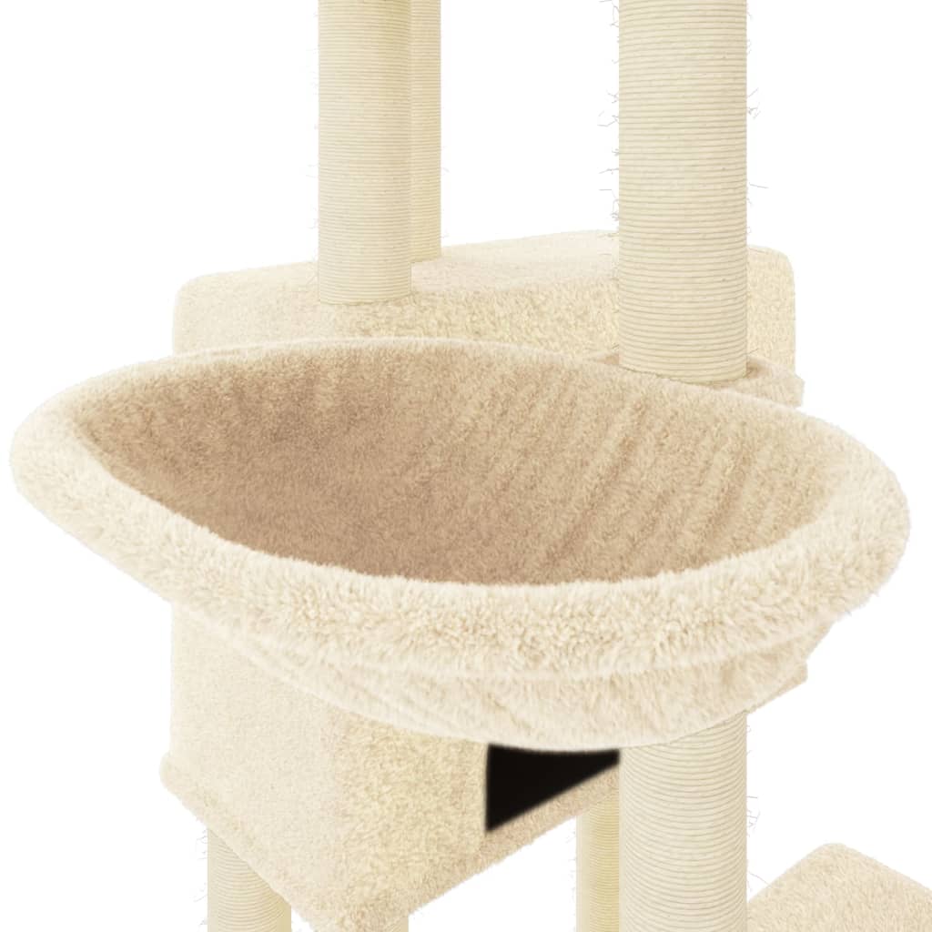 Arbre à chat avec griffoir en sisal crème 122 cm