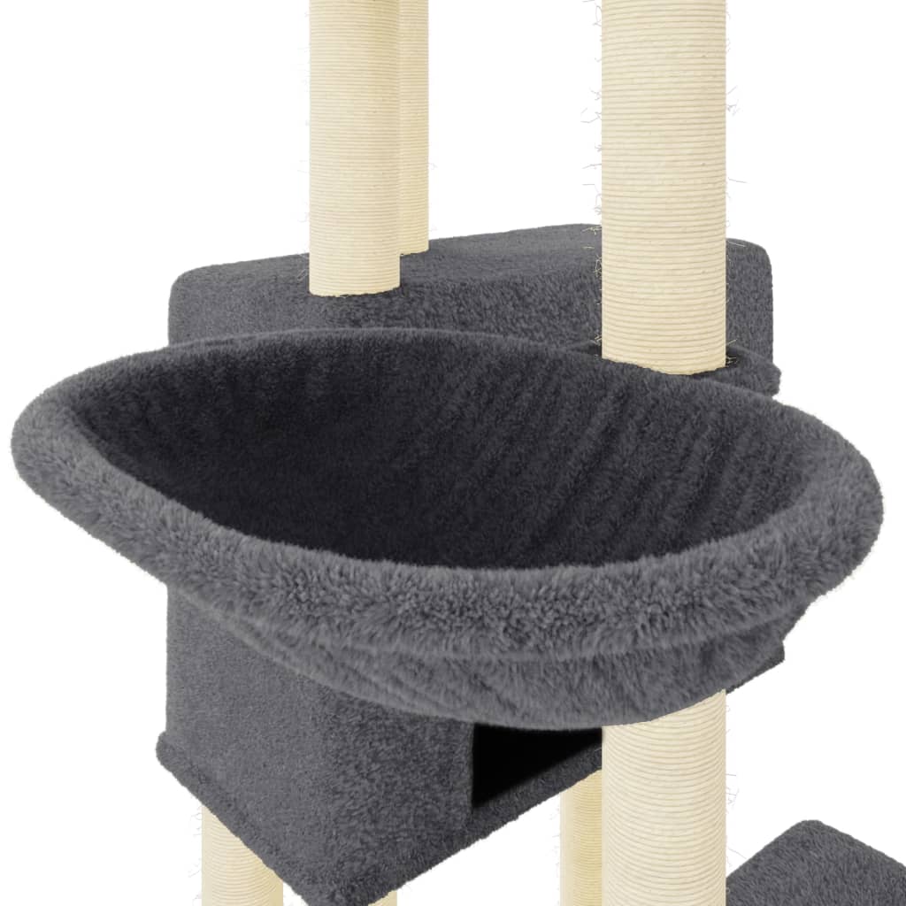 Arbre à chat avec griffoir en sisal gris foncé 122 cm