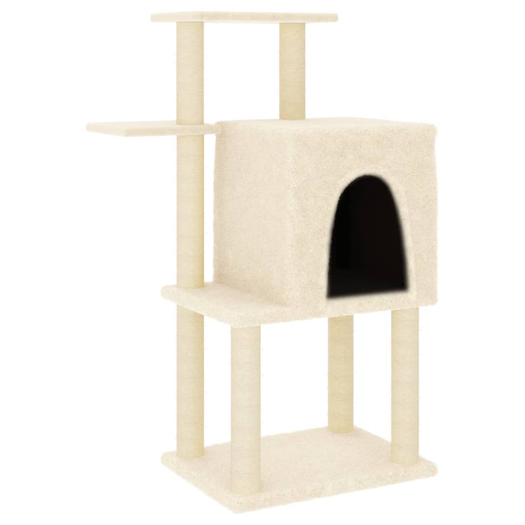 Arbre à chat avec griffoir en sisal crème 97 cm