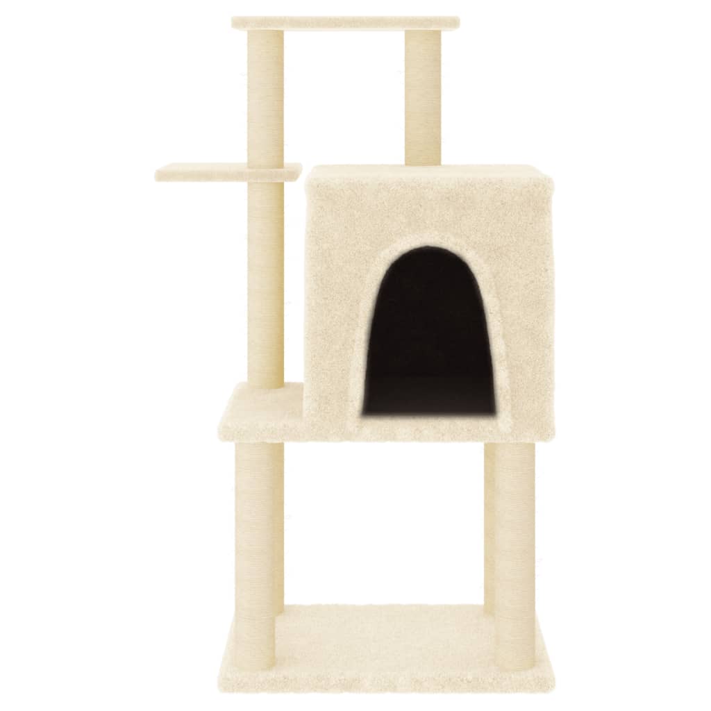 Arbre à chat avec griffoir en sisal crème 97 cm