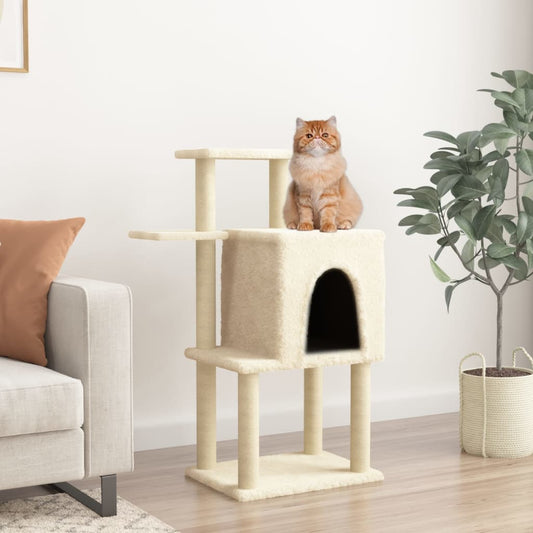 Arbre à chat avec griffoir en sisal crème 97 cm