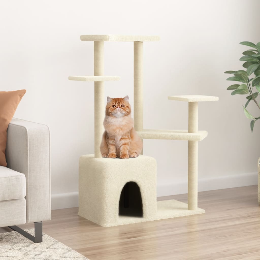 Arbre à chat avec griffoir en sisal crème 107,5 cm