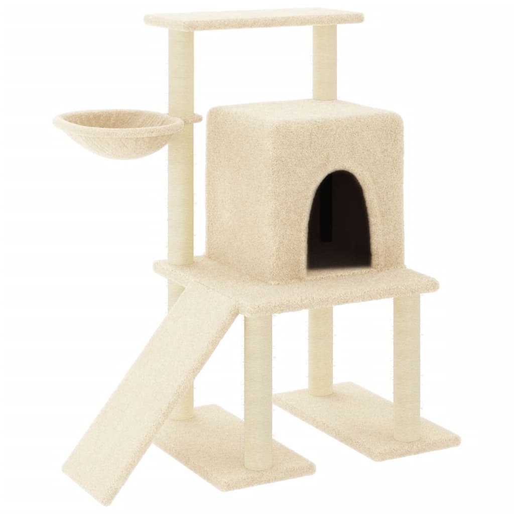 Arbre à chat avec griffoir en sisal crème 96,5 cm