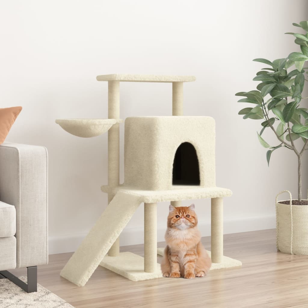 Arbre à chat avec griffoir en sisal crème 96,5 cm