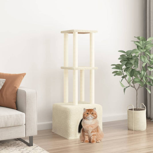 Arbre à chat avec griffoir en sisal crème 133,5 cm