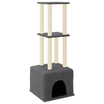 Arbre à chat avec griffoir en sisal gris foncé 133,5 cm