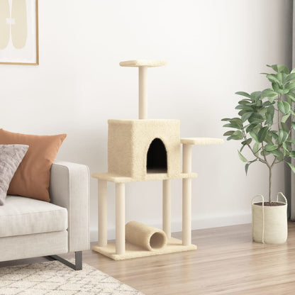 Arbre à chat avec griffoir en sisal crème 122 cm