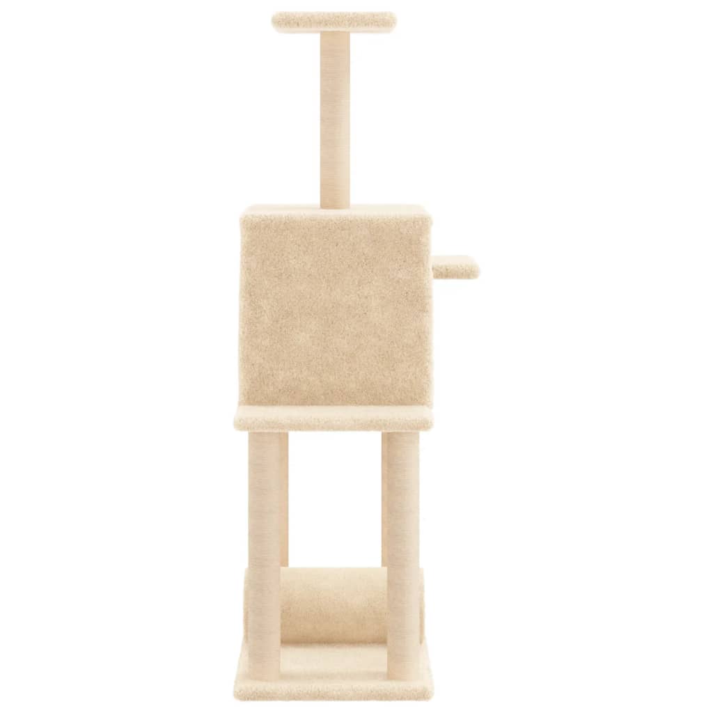 Arbre à chat avec griffoir en sisal crème 122 cm