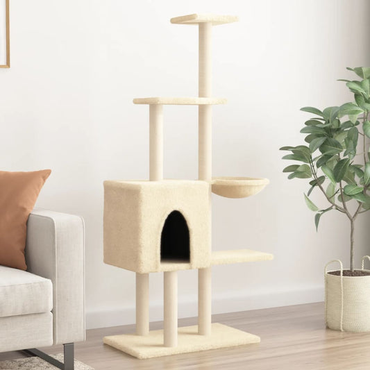 Arbre à chat avec griffoir en sisal crème 145 cm