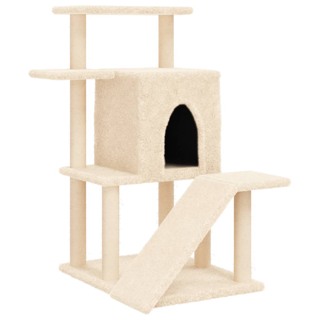 Arbre à chat avec griffoir en sisal crème 97 cm