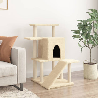 Arbre à chat avec griffoir en sisal crème 97 cm