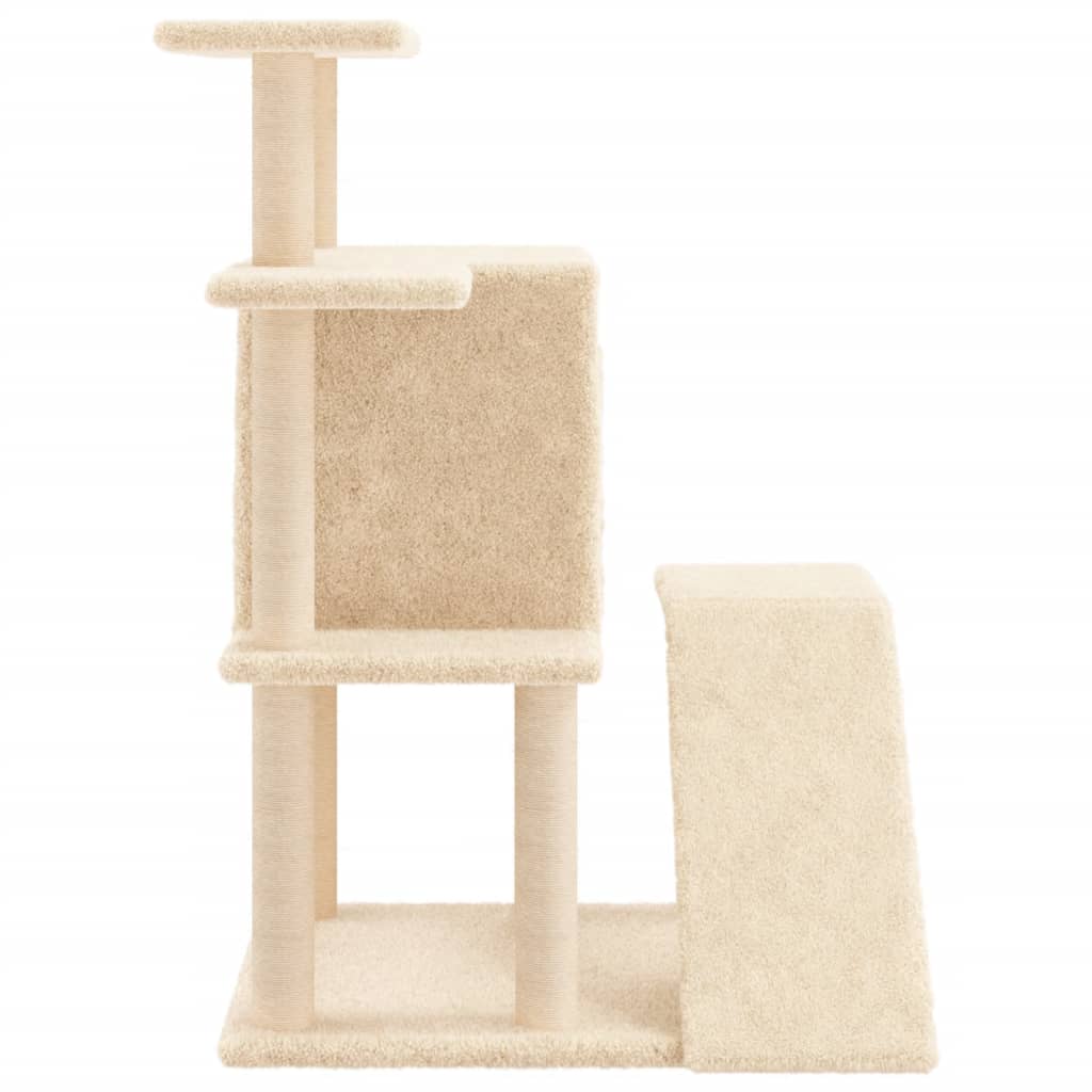 Arbre à chat avec griffoir en sisal crème 97 cm