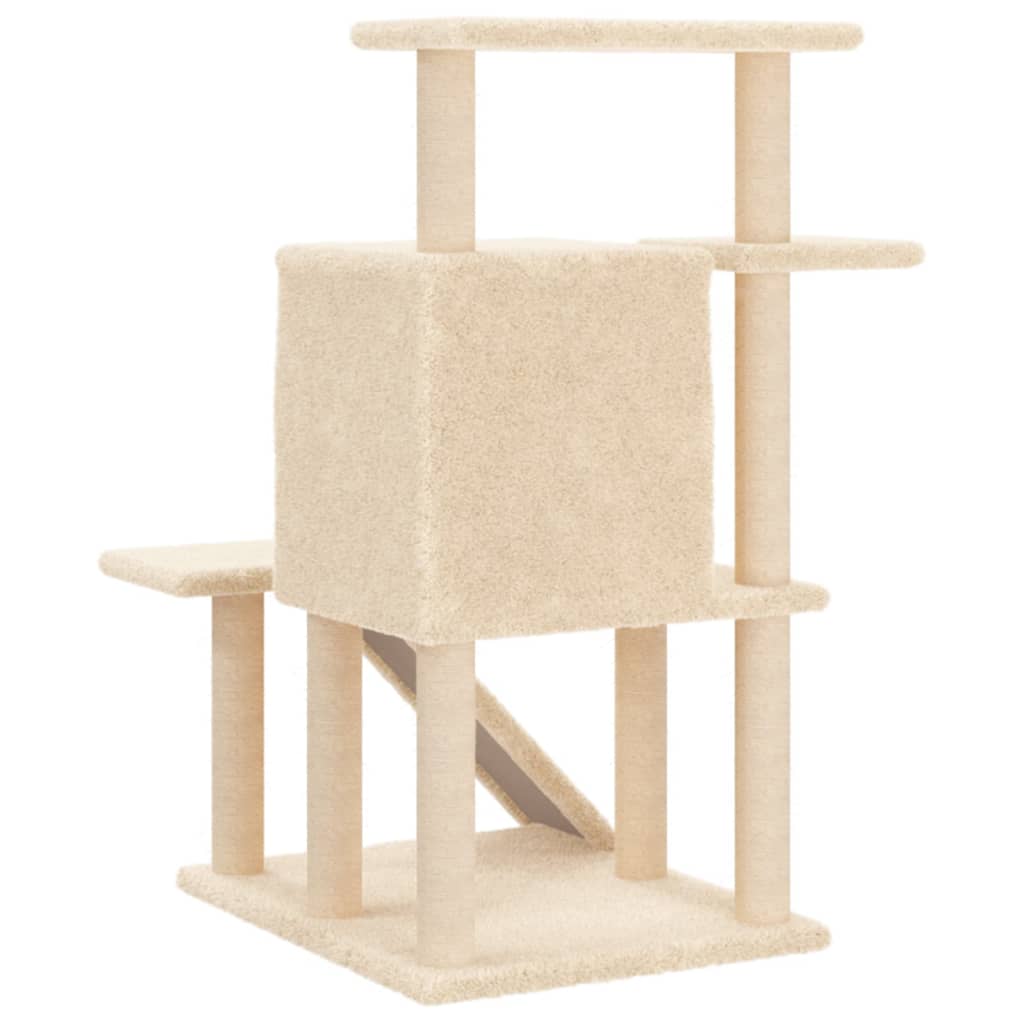 Arbre à chat avec griffoir en sisal crème 97 cm