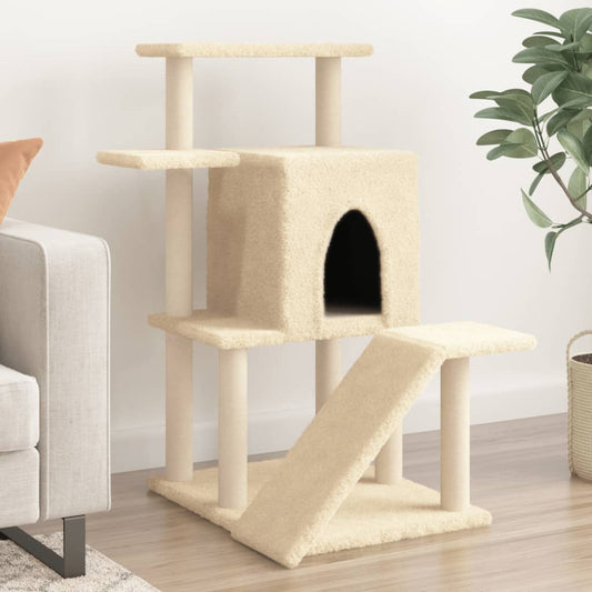 Arbre à chat avec griffoir en sisal crème 97 cm