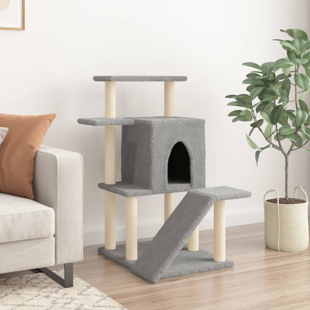 Arbre à chat avec griffoir en sisal gris clair 97 cm