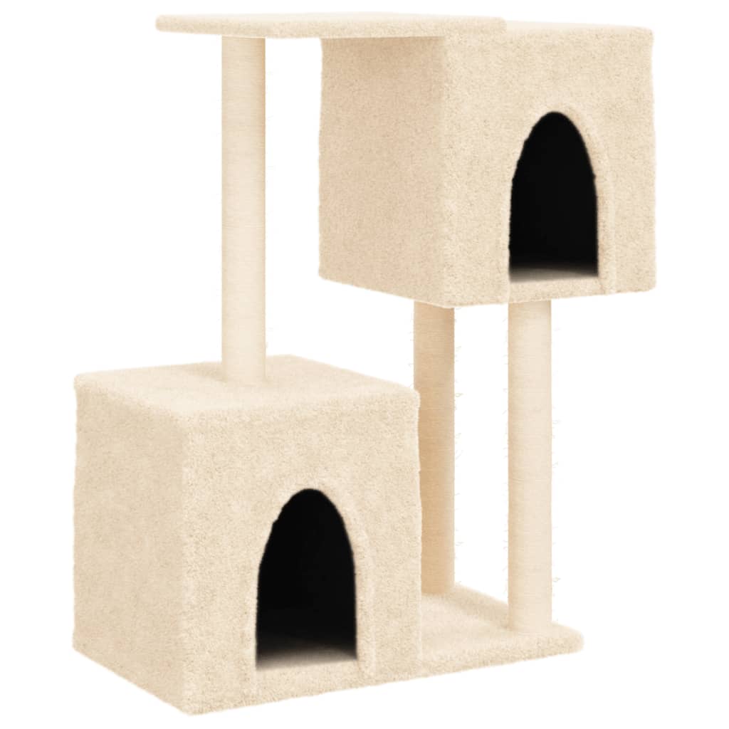 Arbre à chat avec griffoir en sisal crème 86 cm